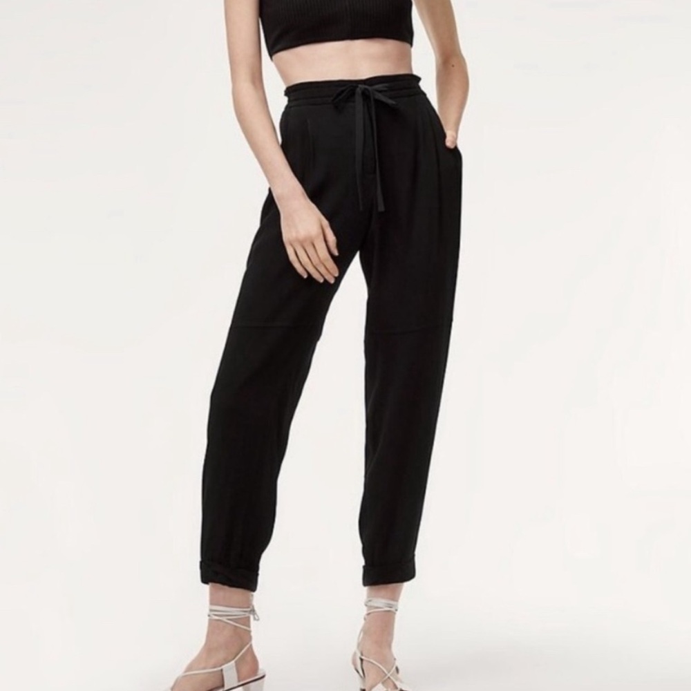 ARITZIA WILFRED Marais jogger pants, black silk jogger pants, size XS